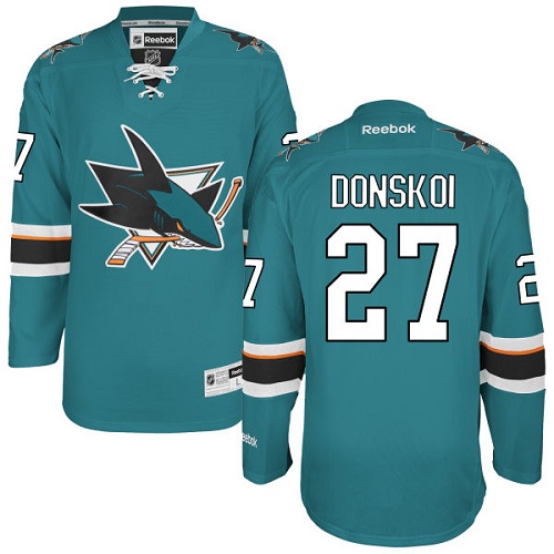 Mens Reebok San Jose Sharks 27 Joonas Donskoi Authentic Teal Green Home NHL Jersey